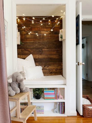 reading nook from a bedroom closet