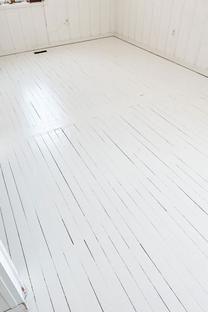 completed white painted hardwood floors 